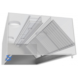 Hota inox de perete cubica cu inductie dimens. 1500x900x450 mm