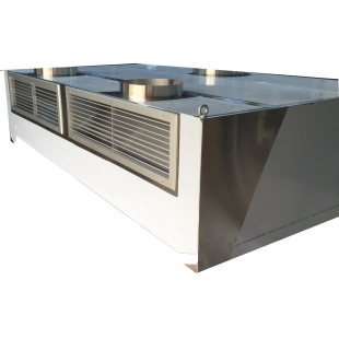 Hota inox de perete cubica cu inductie si compensare dimens. 1500x1200x450 mm