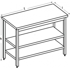 Masa inox cu 2 polite inferioare 1900x700x850