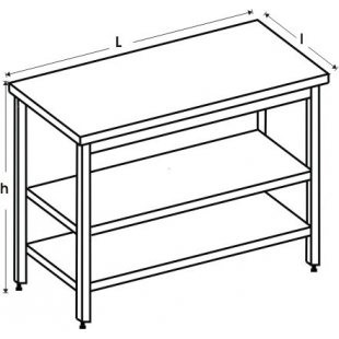 Masa inox cu 2 polite inferioare 1150x700x850 mm